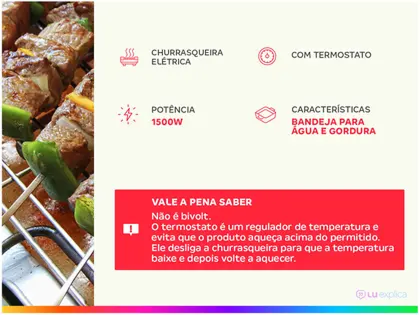 Churrasqueira Elétrica Britânia 1500W BCQ40