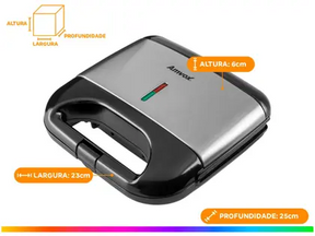 Sanduicheira Amvox AMS 500 Preta 750W - Antiaderente